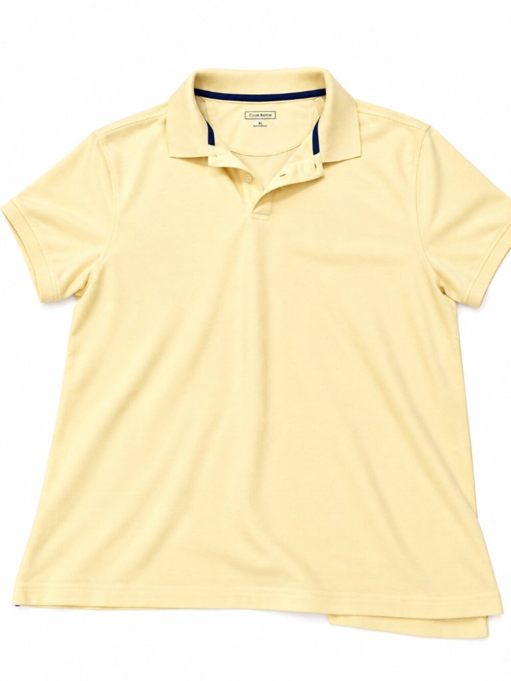 Men's Club Room | Pastel Yellow Club Polo Shirt With Navy Collar Trim Polo | XL